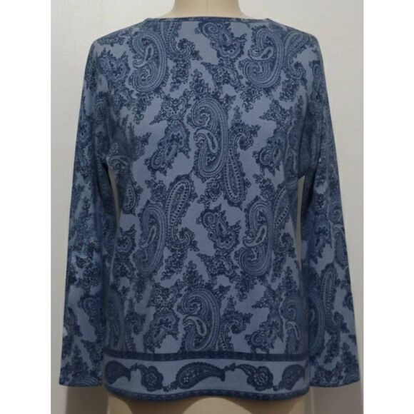Sarah Spencer womens xl wool angora lightweight sweater paisley baby blue - Picture 3 of 8